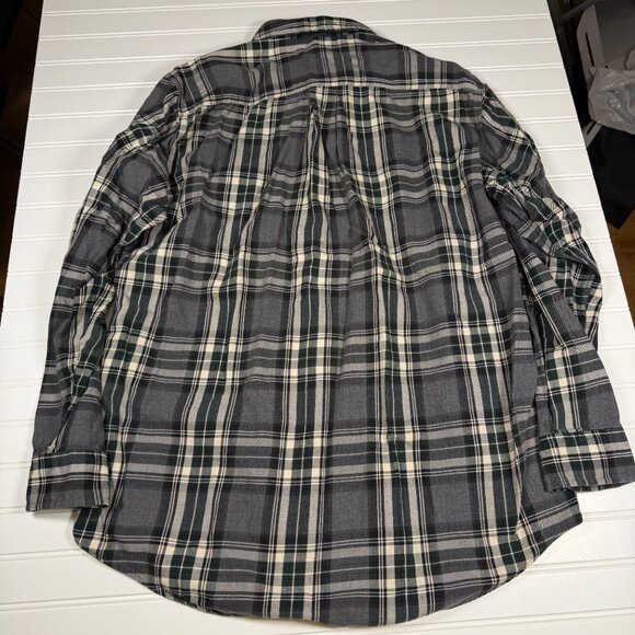 J. Crew Flannel Shirt Men's LT Large Tall Plaid Grey Green Black GUC - Picture 4 of 4